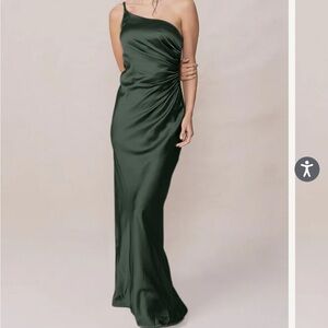 Revelry Olive Satin Dress
